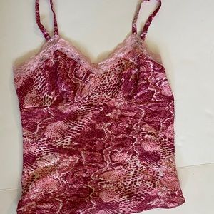 Chadwicks Pink Print Lace Camisole Sz 10